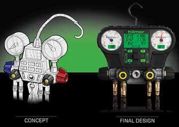 The Electronic Gauge with Vacuum Sensor from hilmor evolved from concept to reality with the input of more than 2,000 HVAC technicians and distributor employees. 